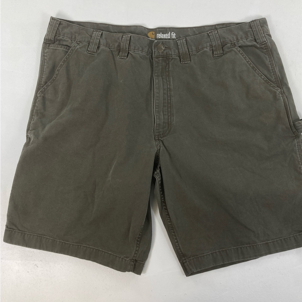 Carhartt Men’s Relaxed Fit Canvas Work Green Olive Shorts Cargo Size 44